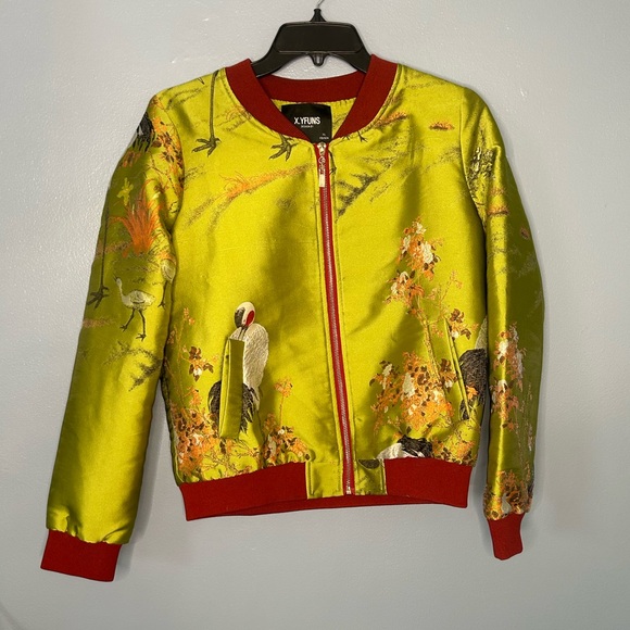X.Y.Y.UNION green silk bomber jacket - Picture 1 of 7